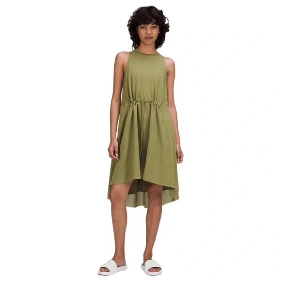 Lululemon Mesh Overlay High-Neck Dress Bronze Green Size 8 GUV - Picture 1 of 13